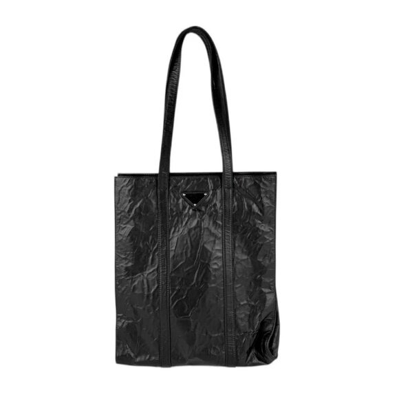 PRADA Shoulder Bag Black Leather/Silvertone - n1197 - Picture 1 of 12